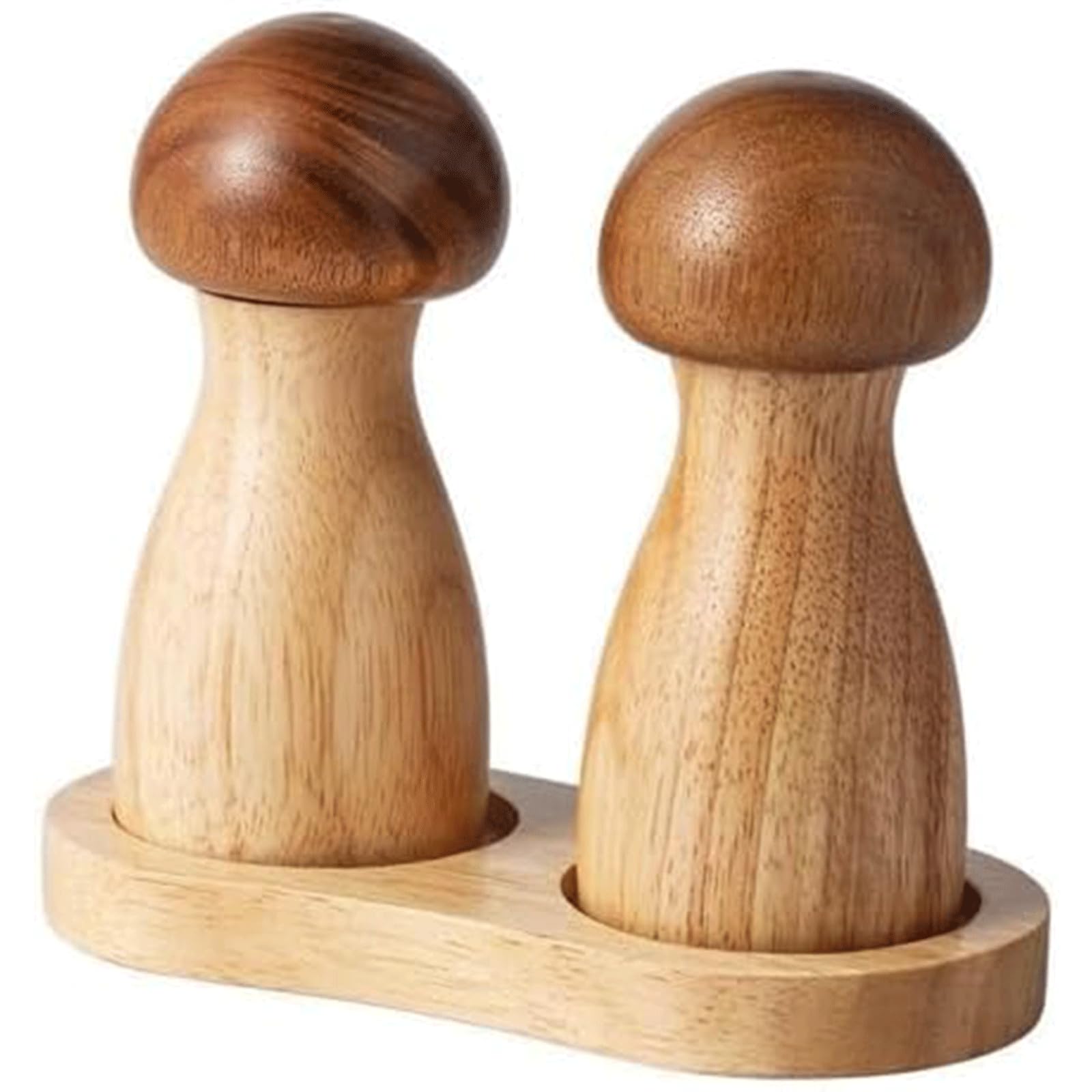 Macinapepe da Cucina Set macina Sale e Pepe con Base in Legno Macina Sale Marino Mantieni la Bottiglia di condimento a Forma di Fungo macina spezie asciutta e Fresca