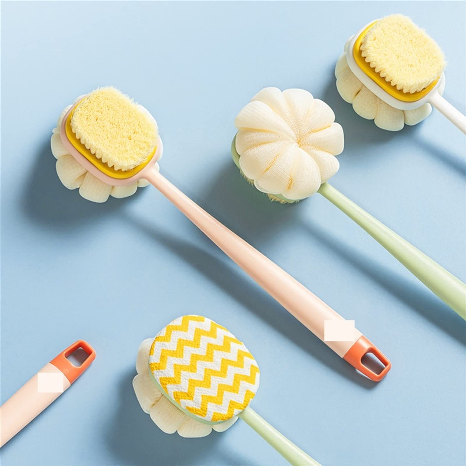 Szczotka do kąpieli pod prysznicem, Long Handle Bath Brush Multicolor Back Scrubber Shower Sponge(Pink)