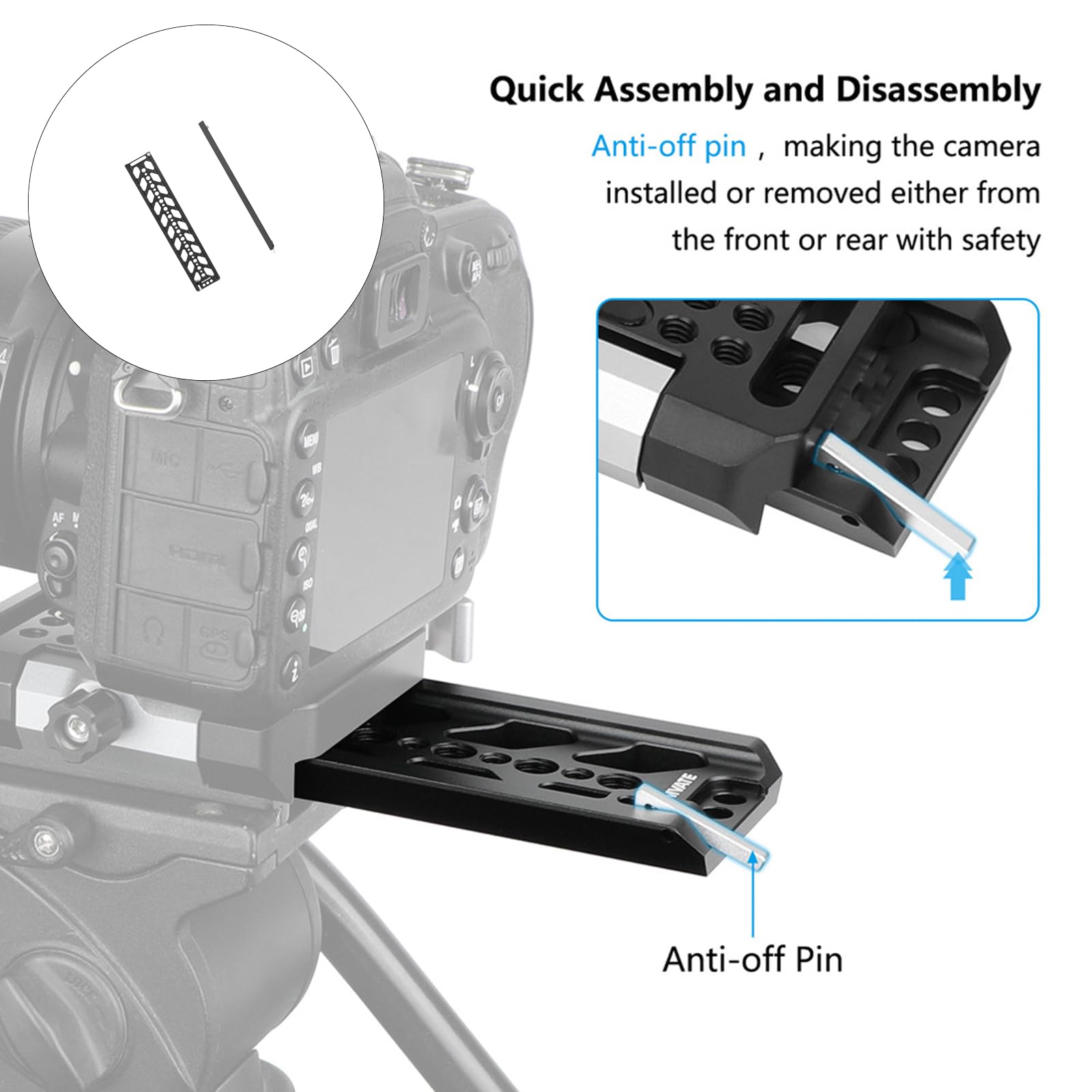 Piastra QR con base scorrevole compatibile per duty wide per apparecchiature fotografiche e registrazione video professionali Piastra per videocamera professionale
