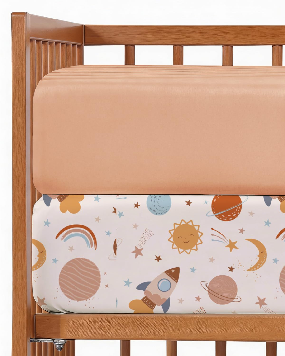 2-Pack Mini Crib Sheets Fitted - Pack N Play Sheets - 38 x 24in, Space Boy