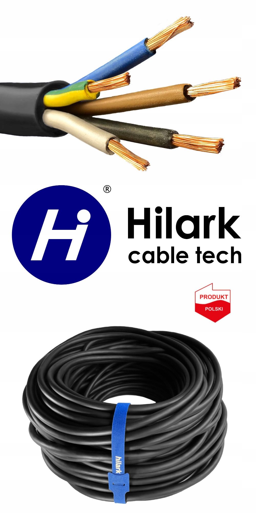 Hilark - Cavo a 5 fili, 2,5 mm2 H05RR-F, 5 x 2,5 mm2 (5 g2,5 mm2) (75 m, nero)