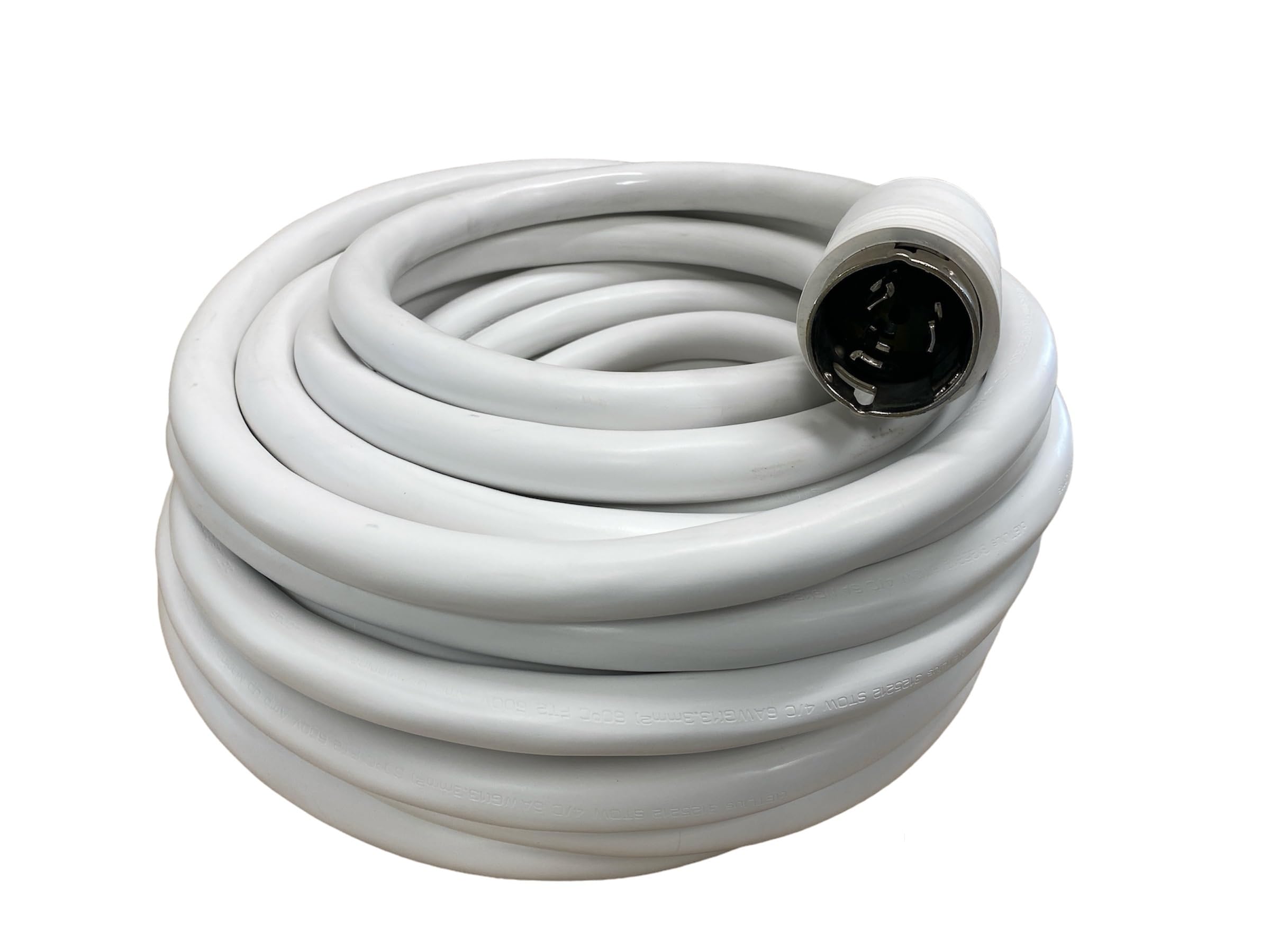 Amp Up Marine 125/250 Volt 50 Amp x 75' Replacement Marine Shore Power Cable, White, for Glendinning CableMaster Retractable Cord - CM22517