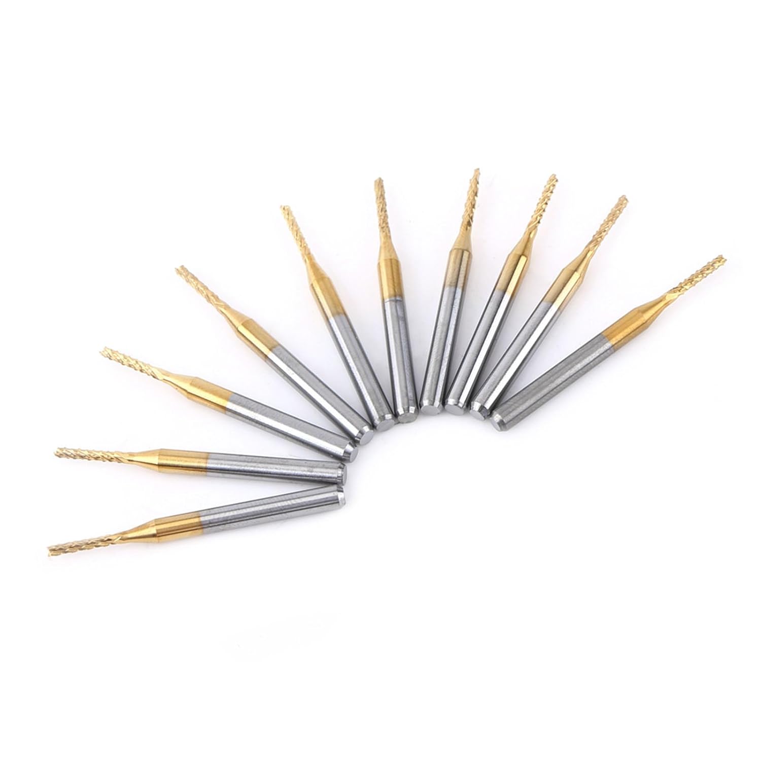 10pcs Carbide CNC End Mill, 1/16" Cutting Diameter Spiral Router Bits for Engraving