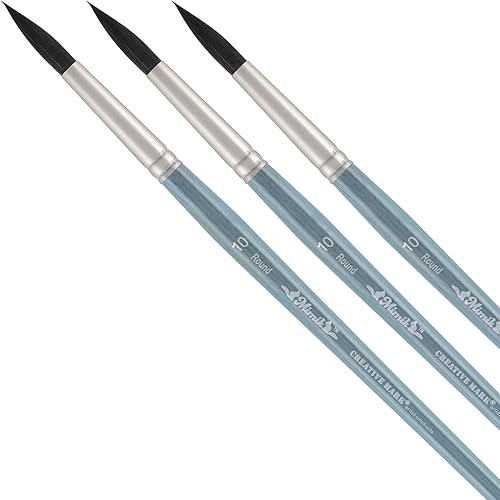 Miniatura 15 de Mimik - Pinceles de acuarela profesionales, redondos # 12, pelo sintético de ardilla, pinceles de cerdas naturales para acuarelas, gouache