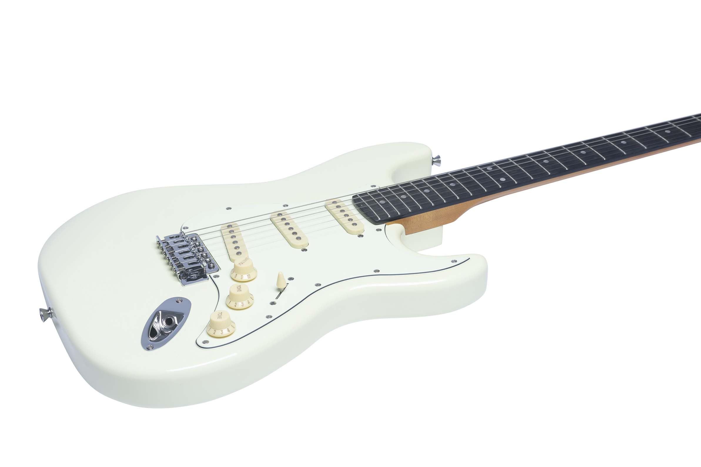 EKO GUITARS – Guitare Électrique ST-300, Corps en Peuplier, Manche en Érable, Touche WPC 22 frettes, 3 Micros Single-Coil, Pont Tremolo, Diapason 650 mm, Couleur Olympic White