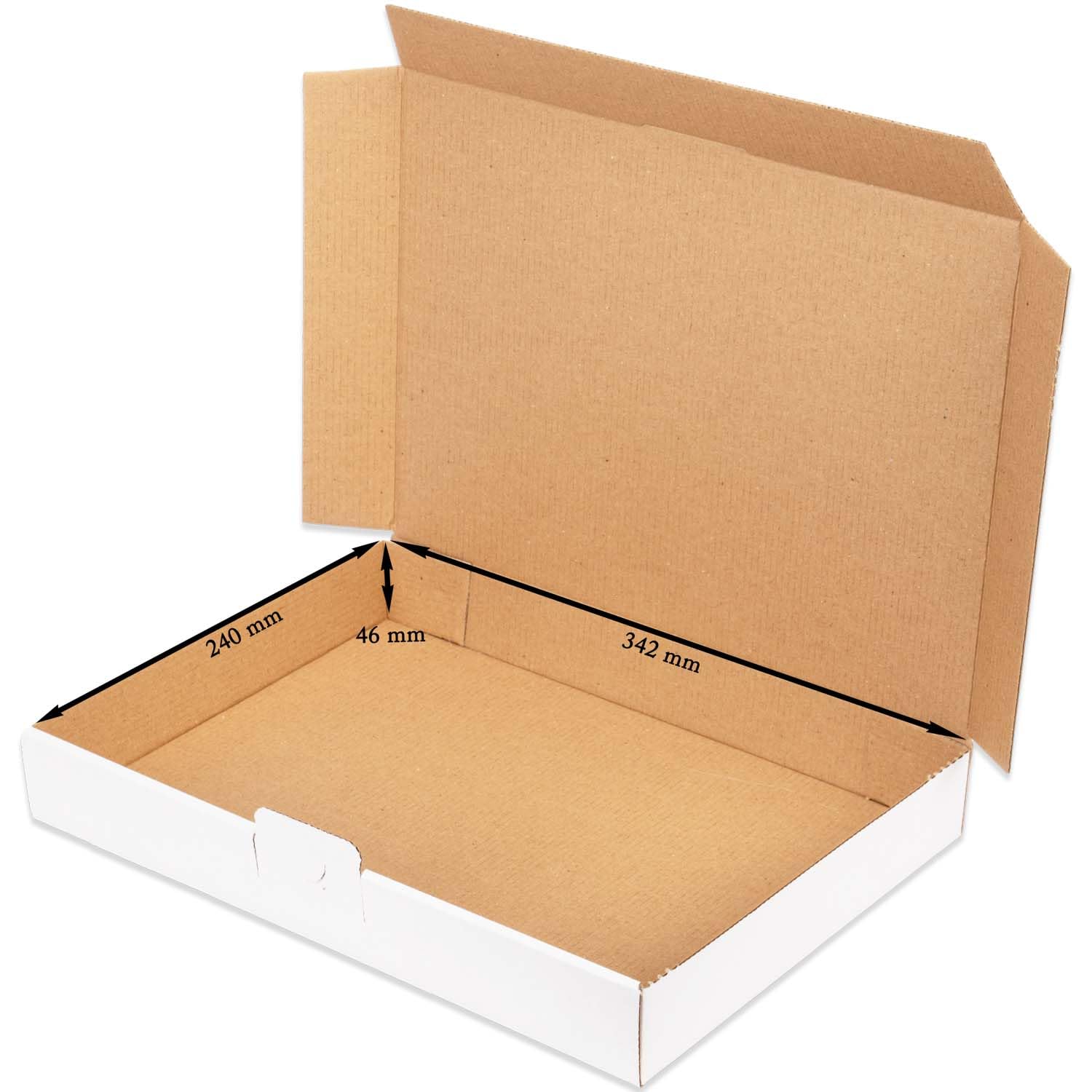 Maxibriefkartons 350 x 250 x 50 mm MB-5 weiß Maxibrief Karton Faltschachtel stabil Versandkarton für Post DHL Versand DIN A4 B4 Warensendung Büchersendung Versandschachtel (25 Stück)