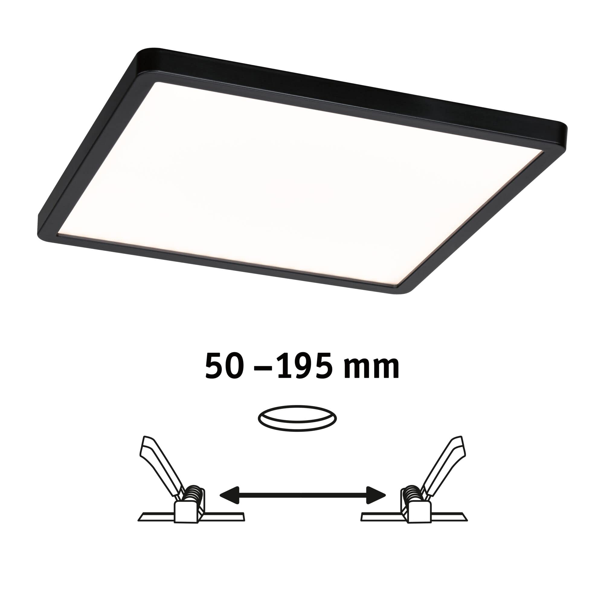 Paulmann 79967 LED Panel Einbaupanel Areo IP44 230x230mm eckig incl. 1x16 W dimmbar Tunable White Schwarz Kunststoff Deckenleuchte 3000 K