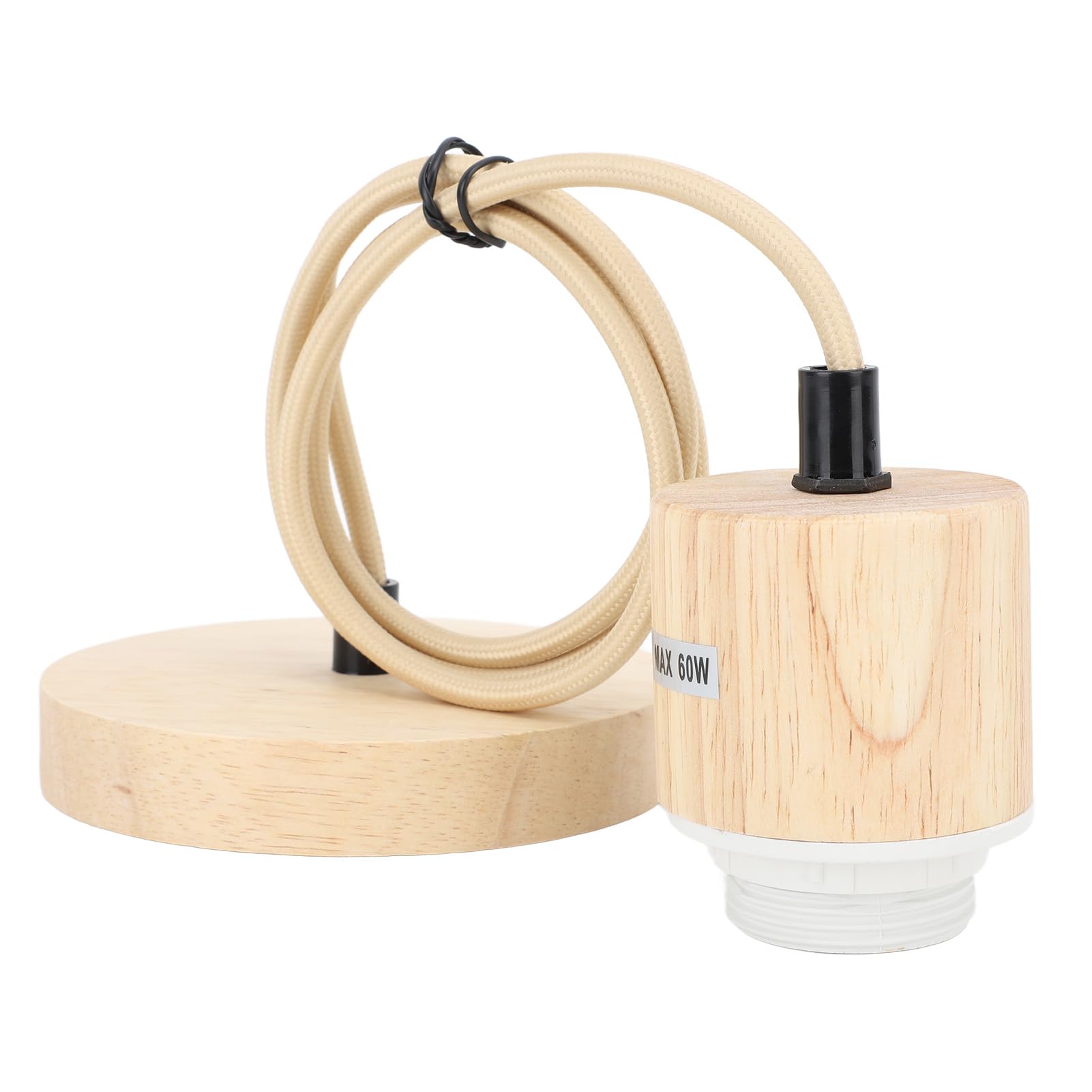 Natudeco Holz Pendelleuchte Lampenfassung Rustikale Vintage Hängelampe Holz Deckenpendelleuchte Beleuchtungszubehör Sockel 220V für E27 E26