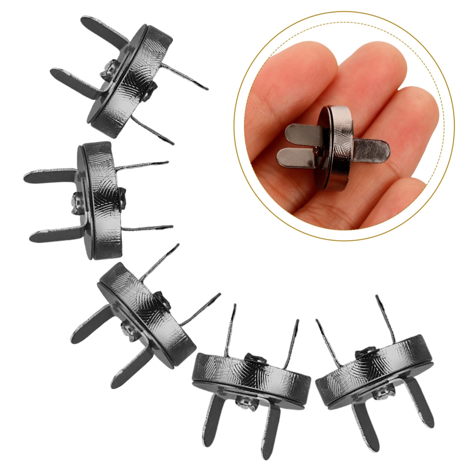 Broche Magnético Broche De Monedero Convenientes Botones De Ropa Tachuelas De Bolso De Cuero Imanes De Botón Pequeños Botones A Presión Metal Black