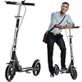 Scooters for Kids 8-12, Teens & Adults - Foldable Commuter Scooter with Bell, Hand Brake & Adjustable Height, 220 LB Weight Capacity, Perfect for School, Campus, Park Rides