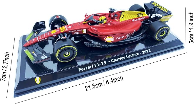 HTLNUZD 2022 Bbuago1/24 F1-75#16 Formula One for Ferrari 75th Anniversary Leclerc Alloy 1:24 F1-75th #16 Racing Car Die Cast Collection Model Collectible