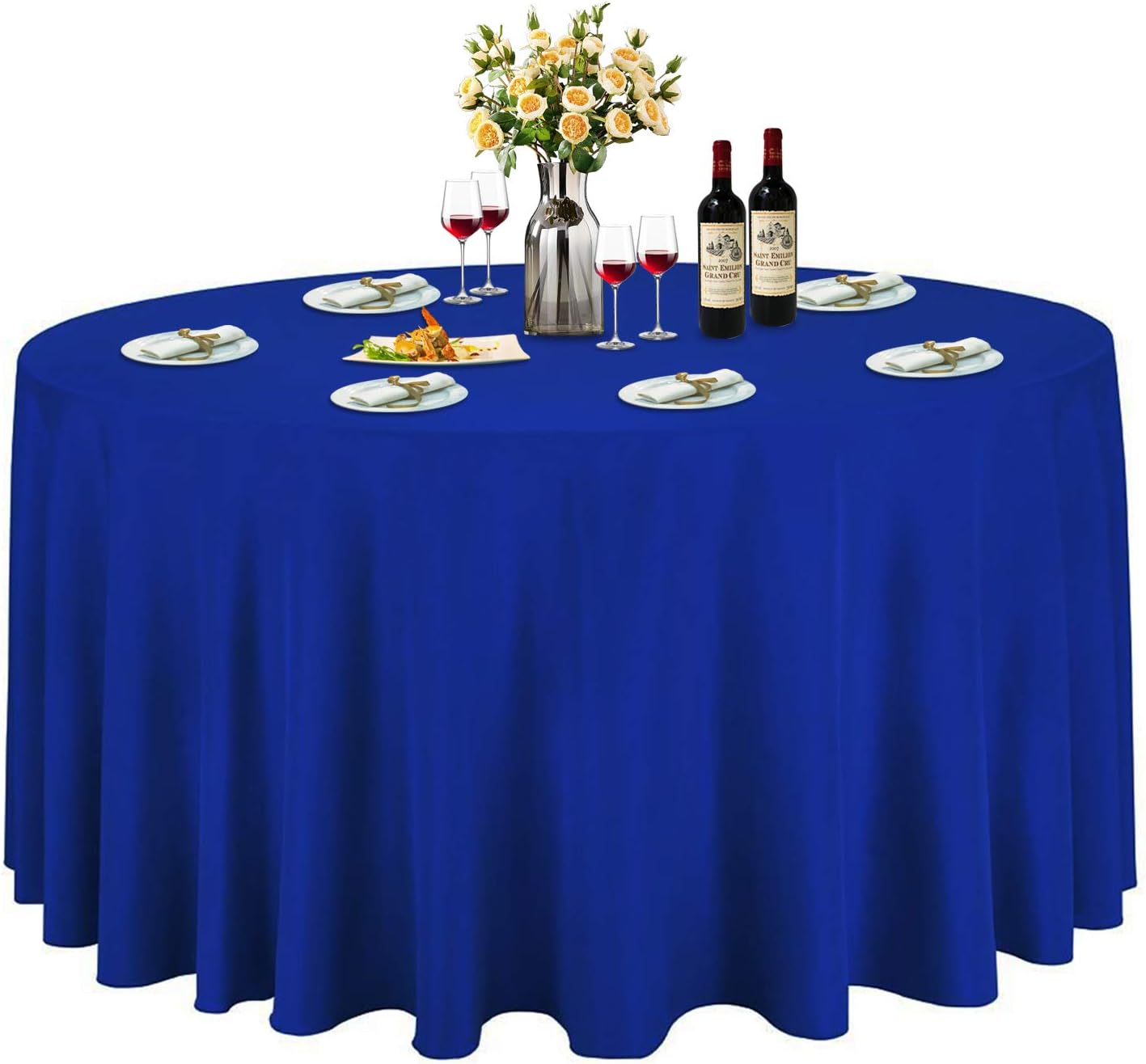 ABCCANOPY Round Tablecloth 120" Inch Round Table Cloths for Circular Table Cover Washable Polyester - Great for Buffet Table, Parties, Holiday Dinner, Wedding & More