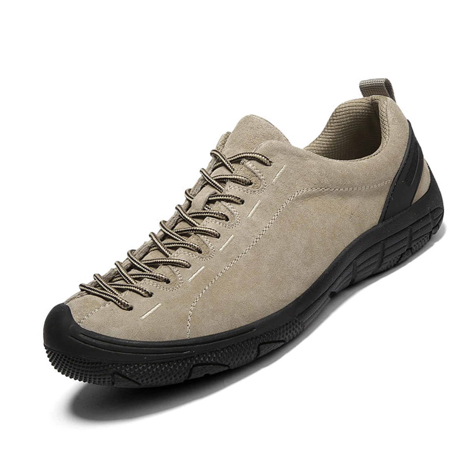 DirraBra Men's Suede Lace-Up Non-Slip Hiking Sneakers Low Top Lightweight Comfortable Outdoor Casual Trekking Hiking Shoes Breathable Trail Running Walking Shoes (Khaki,10.5)