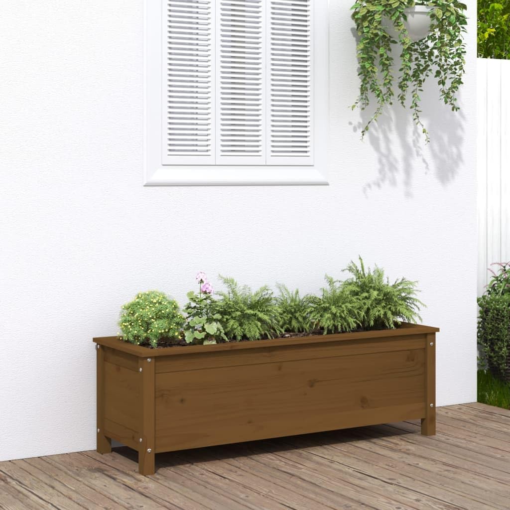 Arriate Elevado de Madera de Pino Maciza para Jardín, Huerto Urbano, Balcón o Patio con Amplio Espacio para Plantas, Verduras y Hierbas Aromáticas