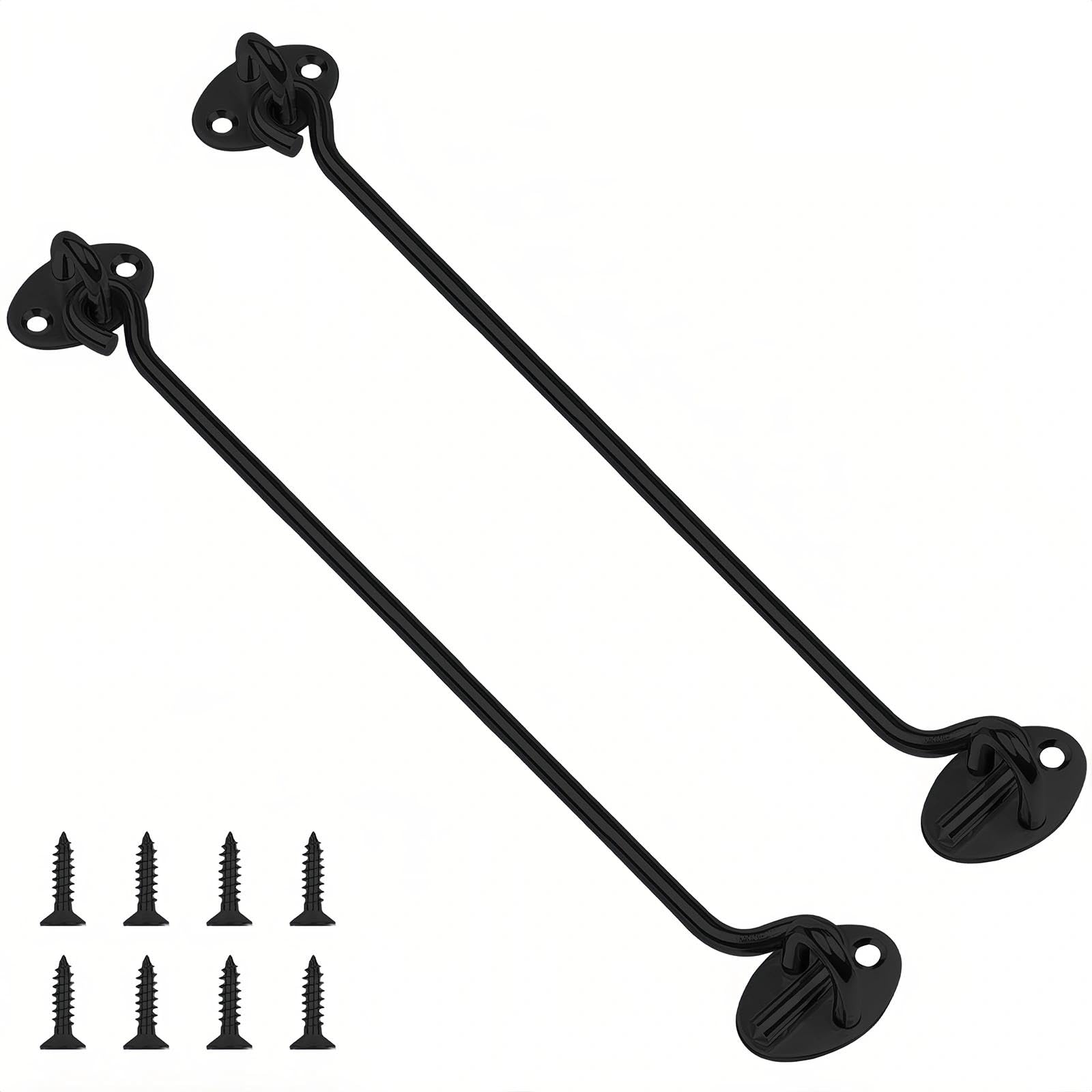 AMONENZ Pack of 2 350 mm storm hooks with eyelet, black storm hook, long