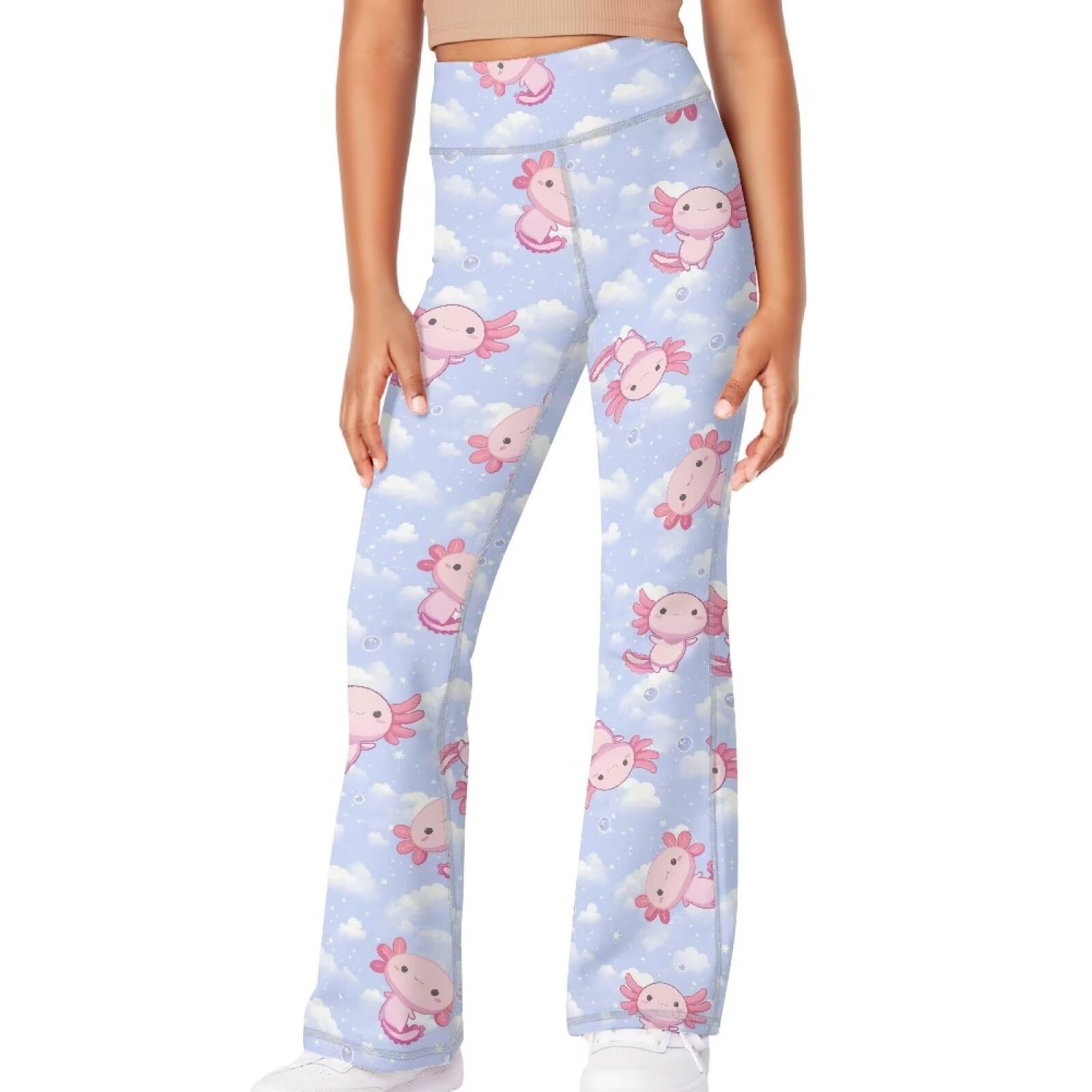 Girls Leggings Floral Print High-Waisted Flared Pants 5-14 Years