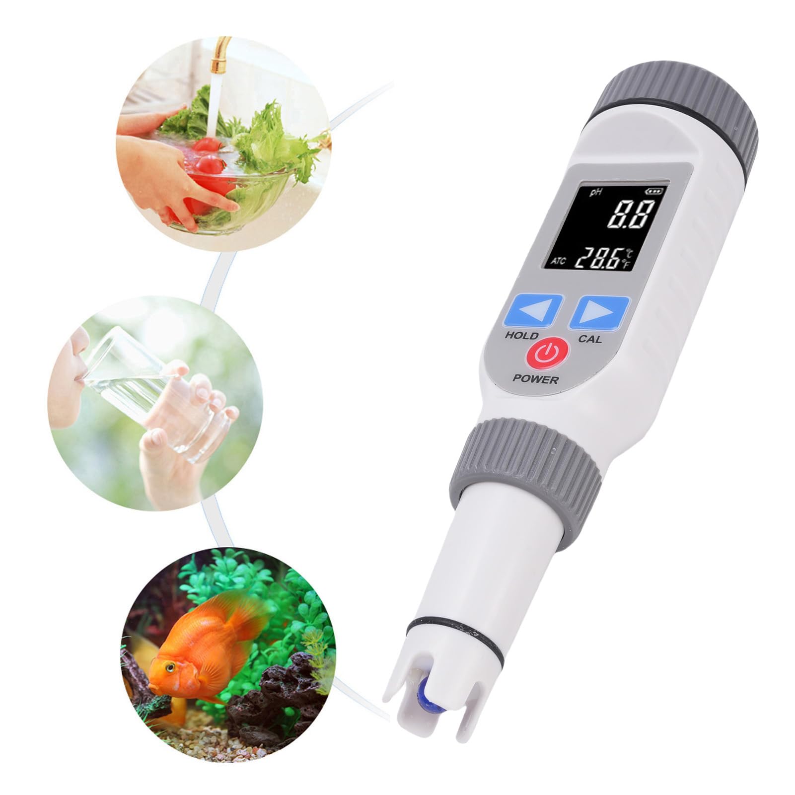 Alomejor PH Meter z Dokładnym Pomiarem Temperatury, Cyfrowy Tester z