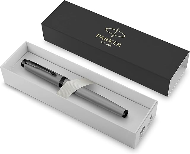 Parker IM Rollerball Pen | Matte Grey with Black Trim | Fine Point with Black Ink Refill | Gift Box
