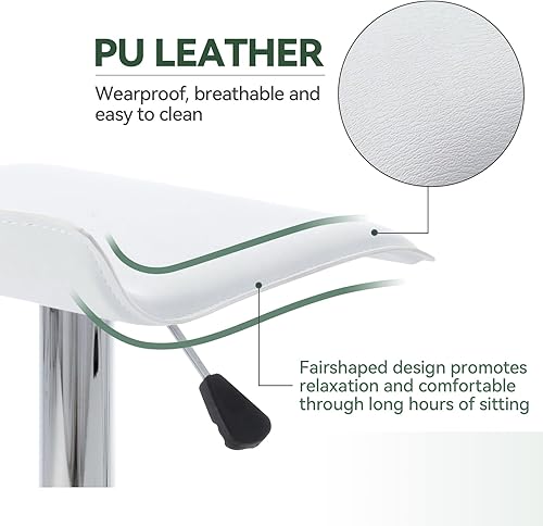 Miniatura 5 de Vogue Furniture Direct Juego de 2 taburetes de bar ajustables, modernos taburetes de bar giratorios de piel sintética con puente aéreo, silla de bar