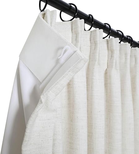 Miniatura 3 de Drapifytex Cortina plisada de lino sintético para oscurecer la habitación, extra larga de 120 pulgadas de ancho, cortina plisada para dormitorio de