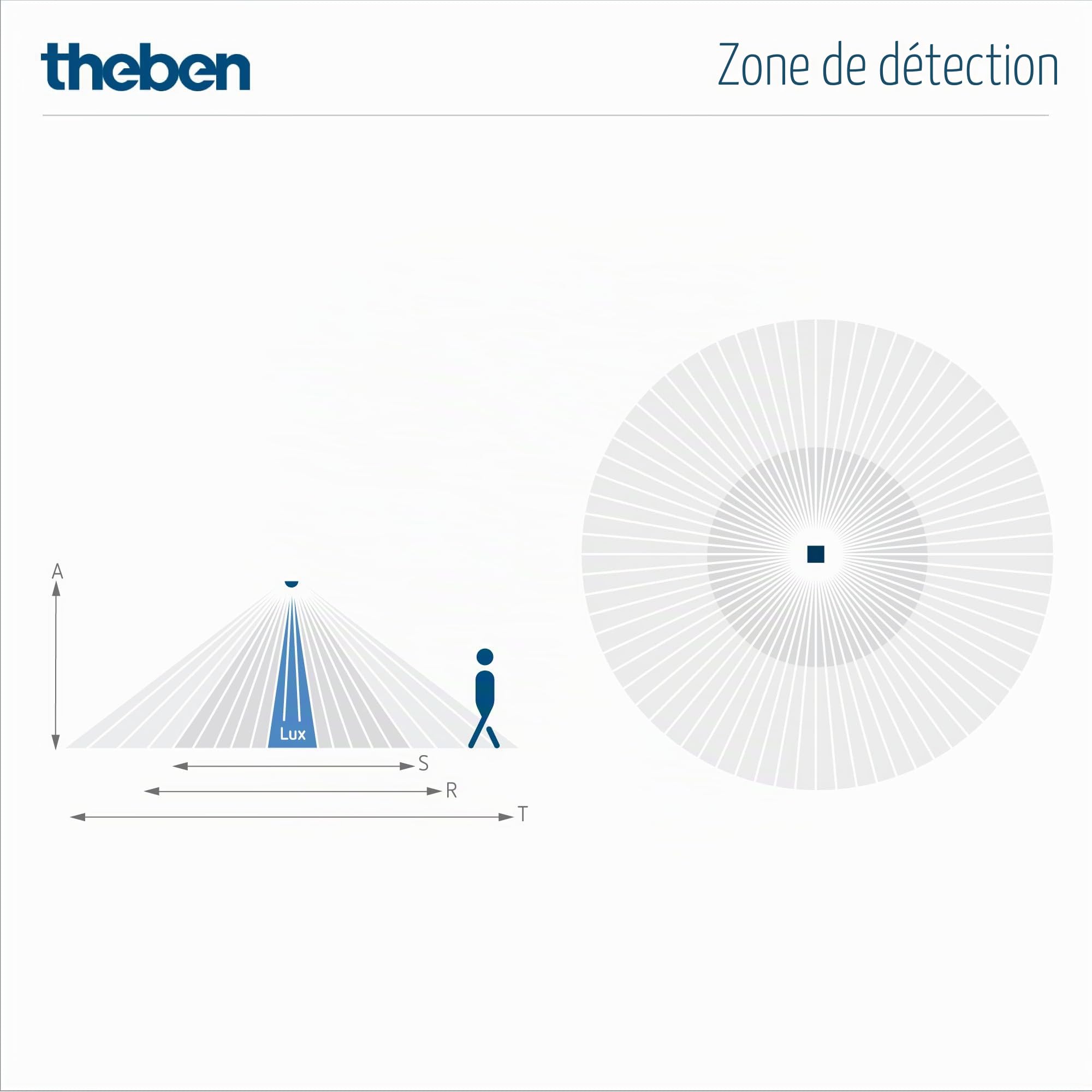 Theben 2080520 theRonda S360-100 WH détecteur de présence 360° 50 m²