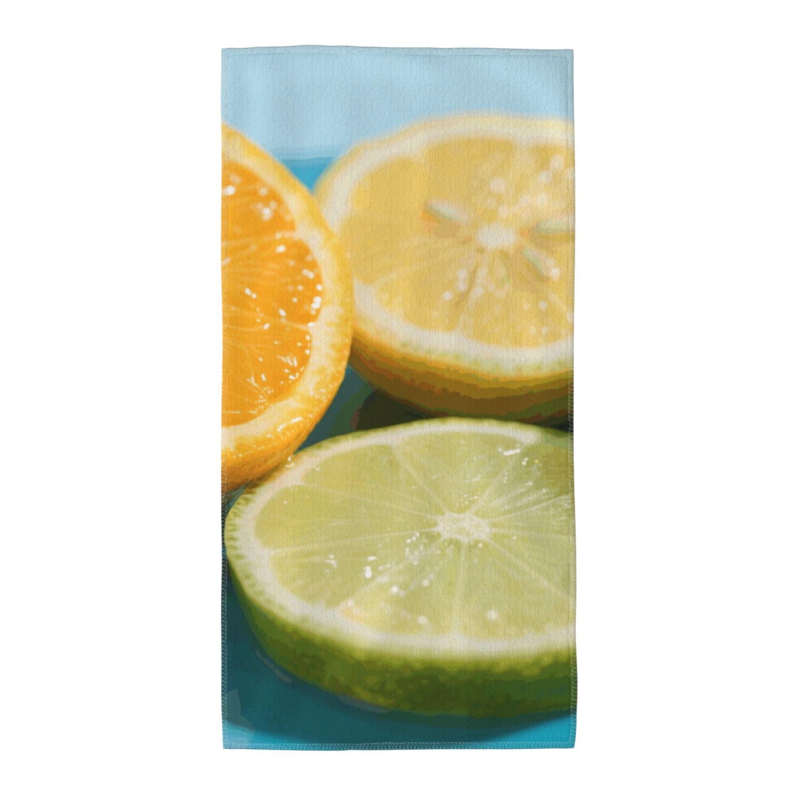 FekiLoot Absorbent Hand Towels 13.8"X27.5" Decorative Bathroom Towel Soft Microfiber Face Towel Lemon Dish Kitchen Towels for Bathroom Kitchen Hotel Spa Bath Towels