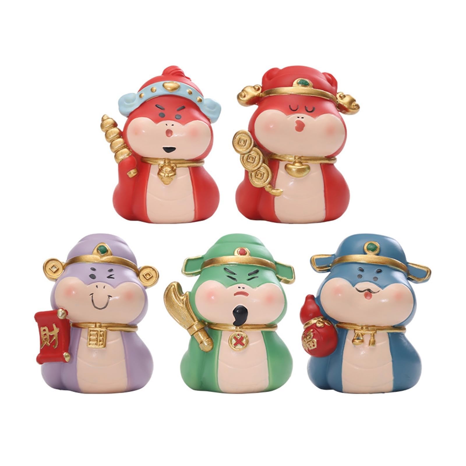 YUZDNM 5PCS Zodiac Snake Statue, Resin Feng Shui Snake Figurine for Wealth and Success