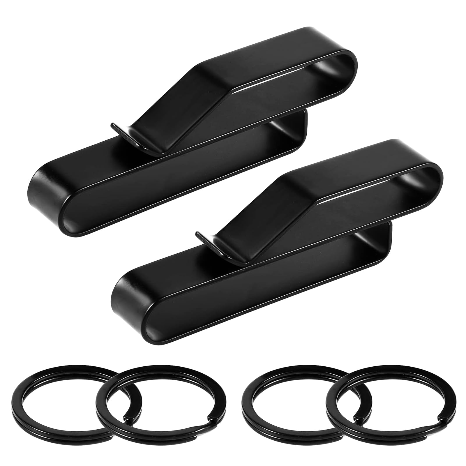 Llavero Táctico de Acero Inoxidable, Mosquetón Clip con 4 Llaveros, Llavero Clip Cinturon para Cinturones de Trabajo de 3,8-5,7cm para Agencias de Bomberos y Servicios de Policía -Negro