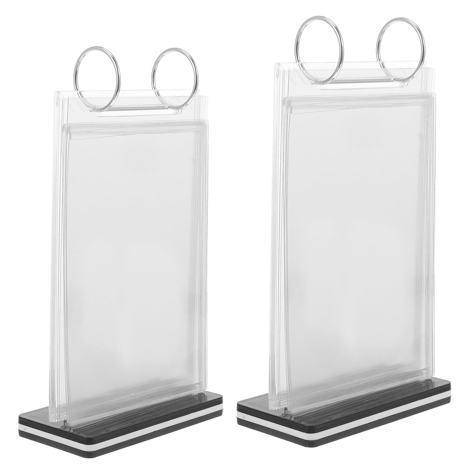 Expositor de menú para cafetería con base de hierro y cuerpo de PVC transparente, 2 unidades
