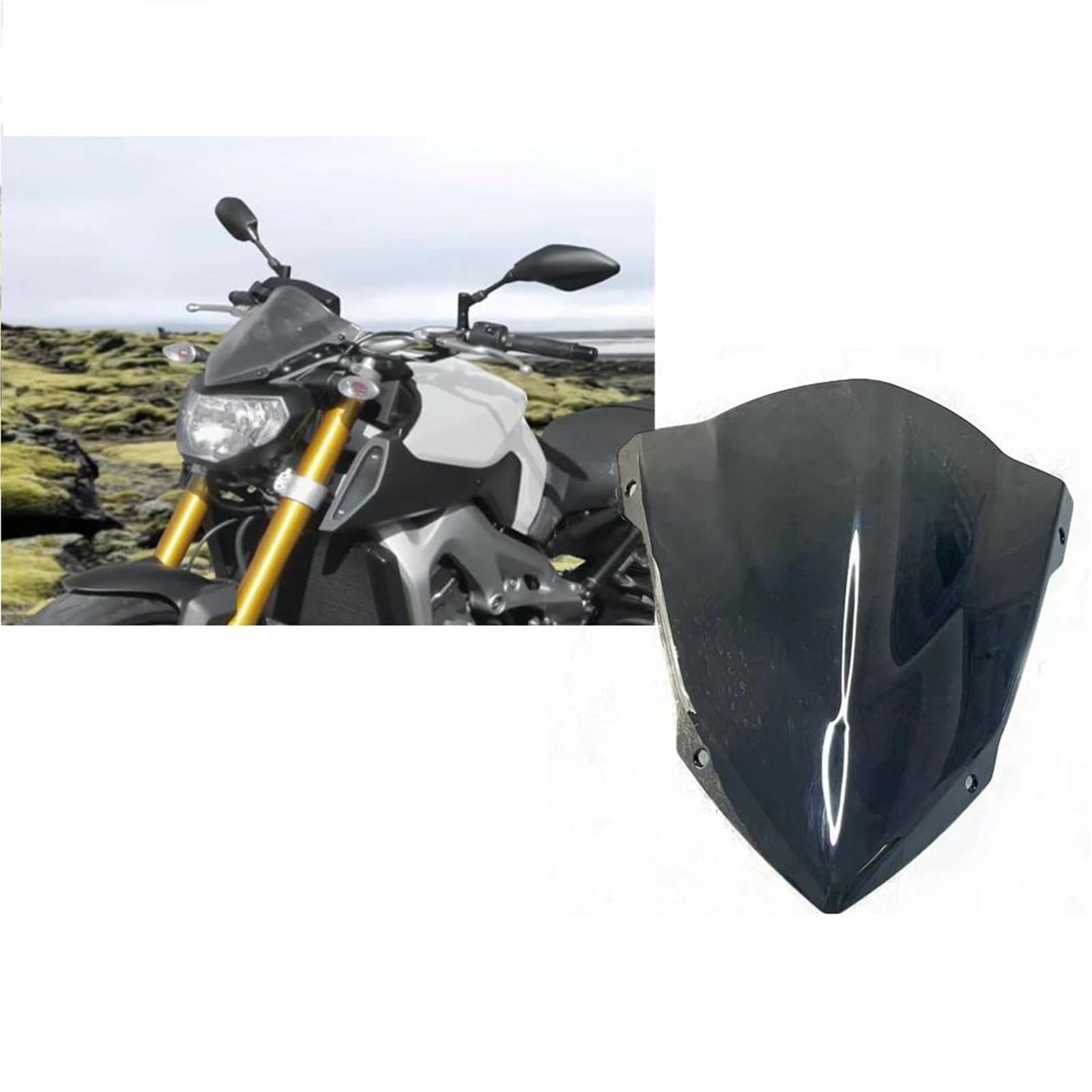 Parabrezza Per Moto, Deflettori Antivento Per YAMAHA MT09 MT-09 MT 09 2014-2017, Spoiler Sportivo Cupolino Parabrezza(NERO)