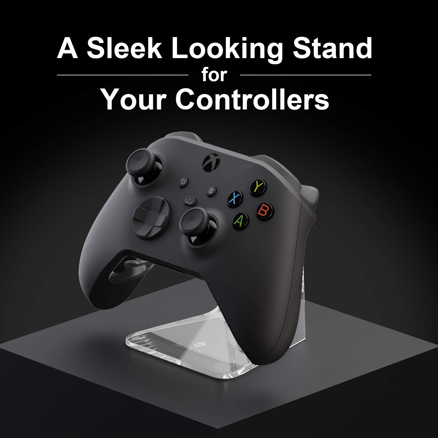 Skull & Co. Phantom Stand Bundle: Transparent Controller Stand Holder + Black Thumb Grips [Compatible for Xbox/Elite/Elite2 Controller]