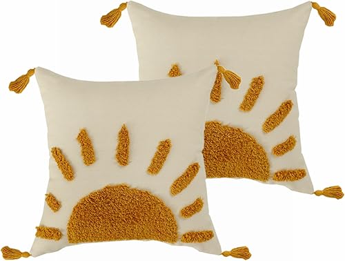 Miniatura 7 de Juego de 2 fundas de almohada decorativas bohemias de 12 x 20 pulgadas, fundas de almohada lumbares tejidas con borlas, fundas de almohada