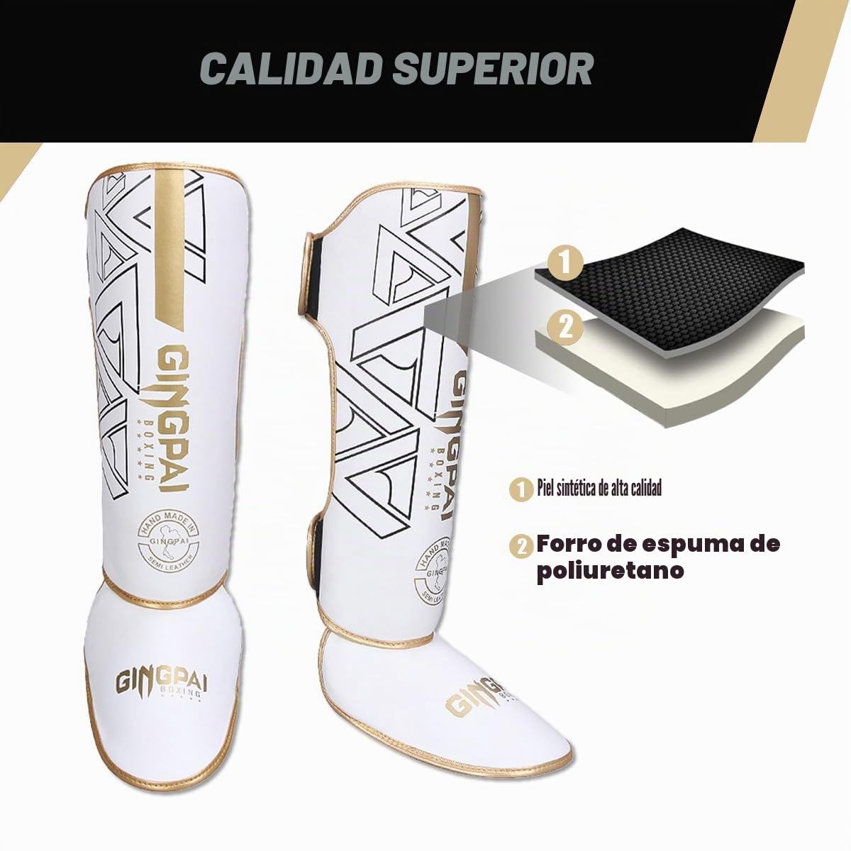 Espinilleras Kick Boxing,Espinilleras Muay Thai con Forro Amortiguador para Proteger Las Pantorrillas y los Pies,Espinilleras MMA para Boxeo,Sparring,Kickboxing,Karate