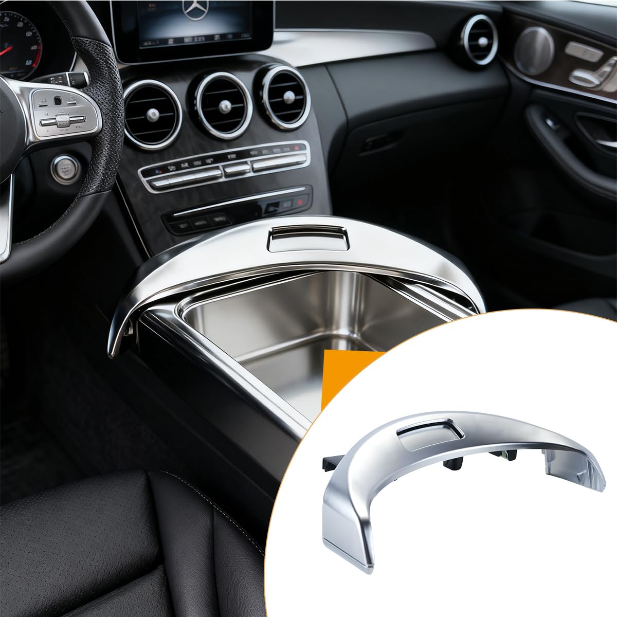 Cubierta del botón de liberación de la caja de almacenamiento del reposabrazos de la consola central delantera, compatible con Mercedes Benz Clase C GLC W205 W253 A2056803407 (200 mm)
