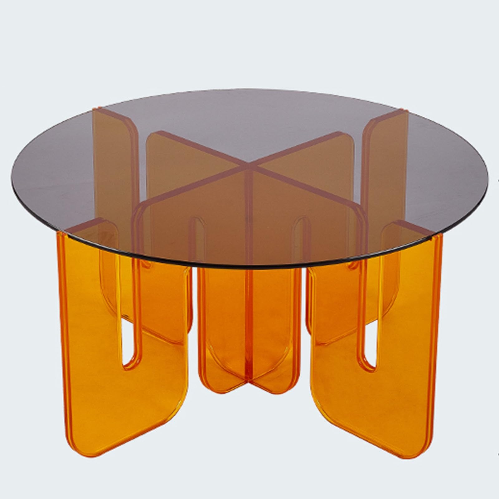 SXZenSpace 31" Round Coffee Table for Living Room, Acrylic Side with Tempered Glass Top, Balcony, Corner, Office Lounge Area(Orange)
