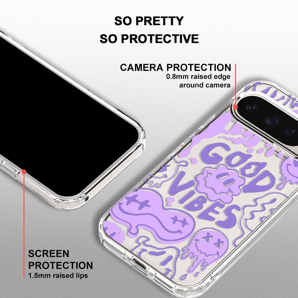MOSNOVO Case for Google Pixel 10 & Pixel 10 Pro, [Buffertech 6.6ft Military-Grade Drop Protection] [Anti Peel Off Tech] Clear TPU Bumper Phone Case Cover Design - Cute Cherry — view 667