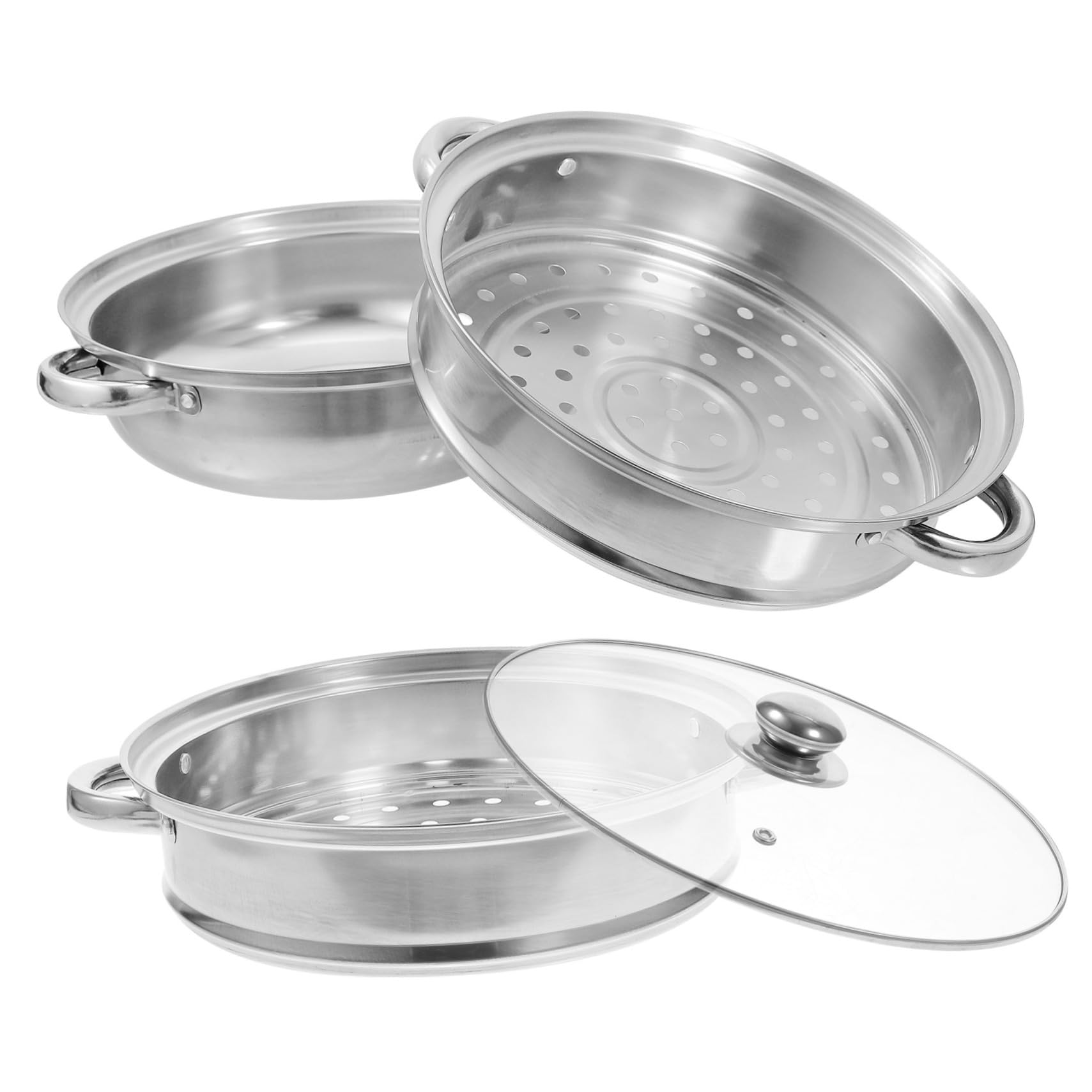 1 Set pentola multifunzionale a 2 livelli pentola a vapore cestello per Gnocchi per pentola a vapore strumento di cottura pentola di cottura in vetro induzione 28 cm