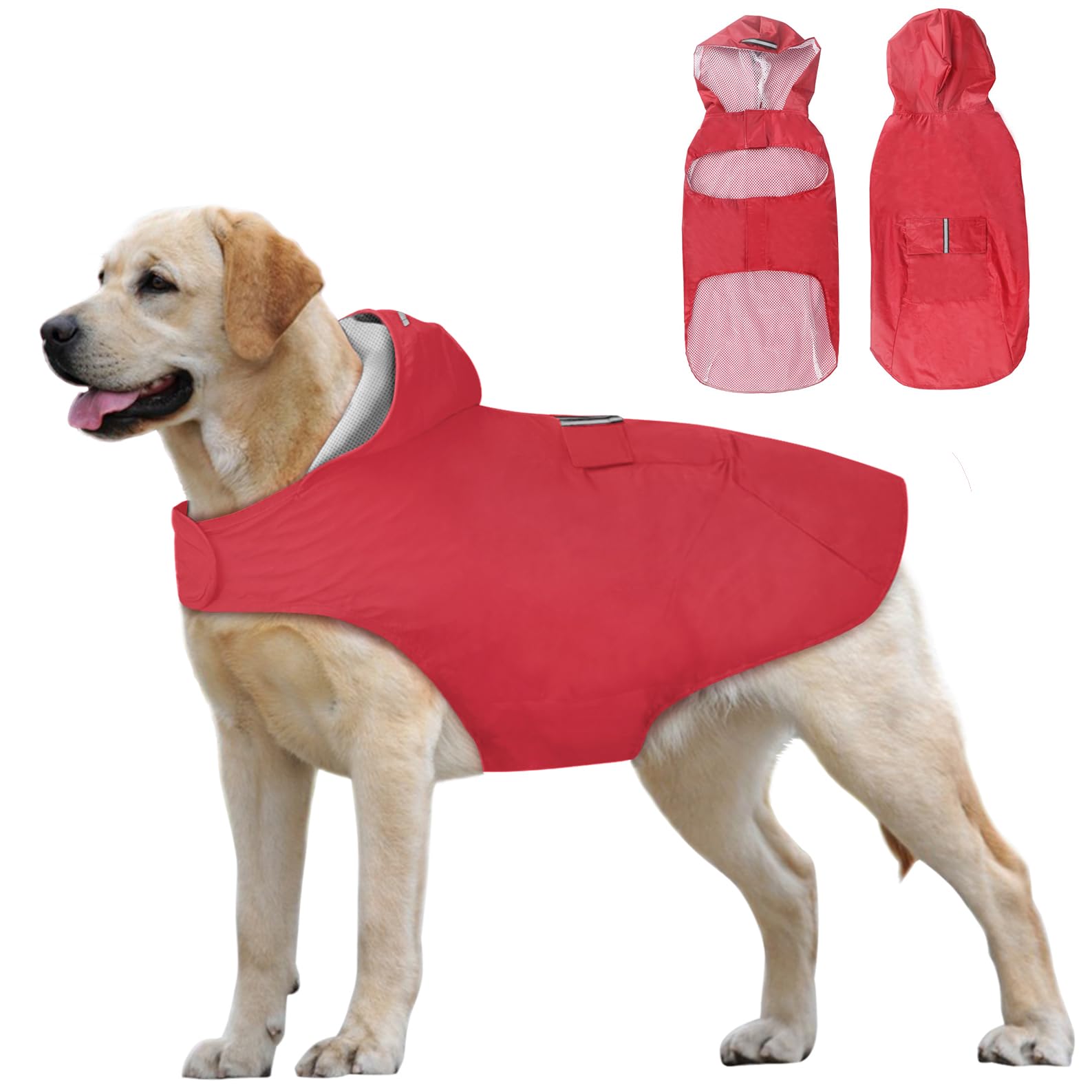 Idepet Hondenregenjas met capuchon en kraaggat, waterdichte regenponcho Idepet Hondenregenjas met capuchon en kraaggat, waterdichte regenponcho