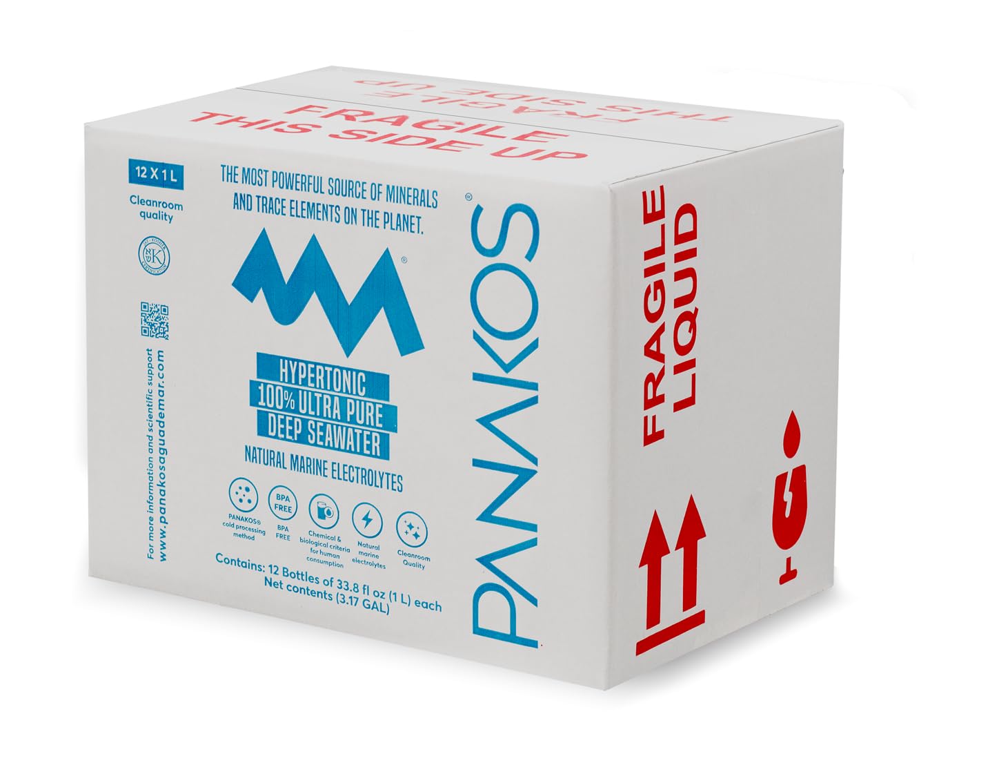 Panakos Deep Seawater Hypertonic Agua de Mar Profundo 12 Bottle Box Kosher certified