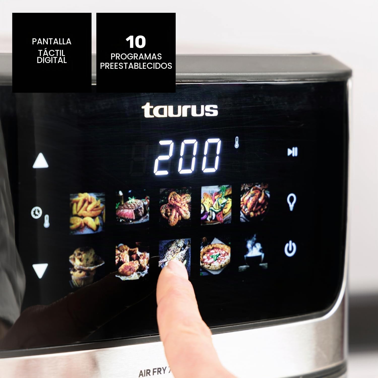 Taurus - Freidora de Aire 6,5L, 1900W, Doble Resistencia, 10 Programas