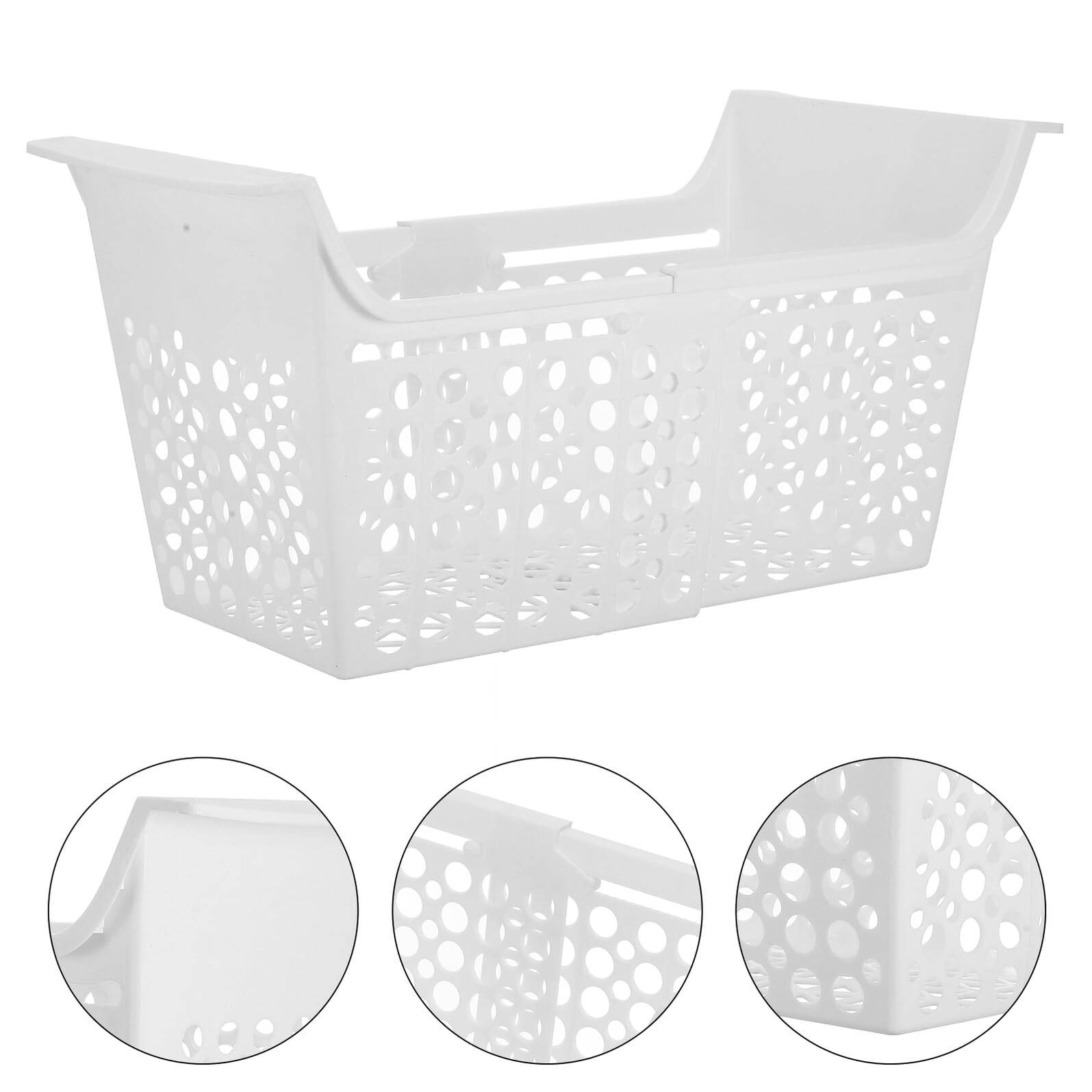 Healeved Cesta de Plástico Extensible para Congelador Horizontal Pequeño Organizador Ajustable Orificios de Drenaje para Almacenamiento Refrigerador y Congelador