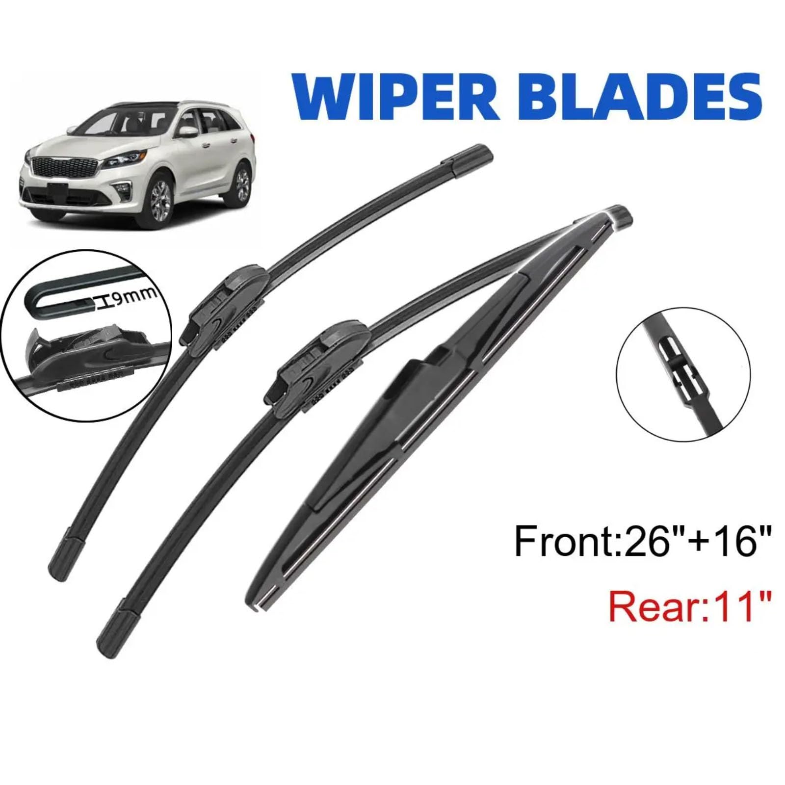 Escobillas Limpiaparabrisas Compatible Con Kia Para Sorento MK3 2015 2016 2017 2018 2019 2020 Ventana Parabrisas Automotriz Limpiaparabrisas Coche(4Front)