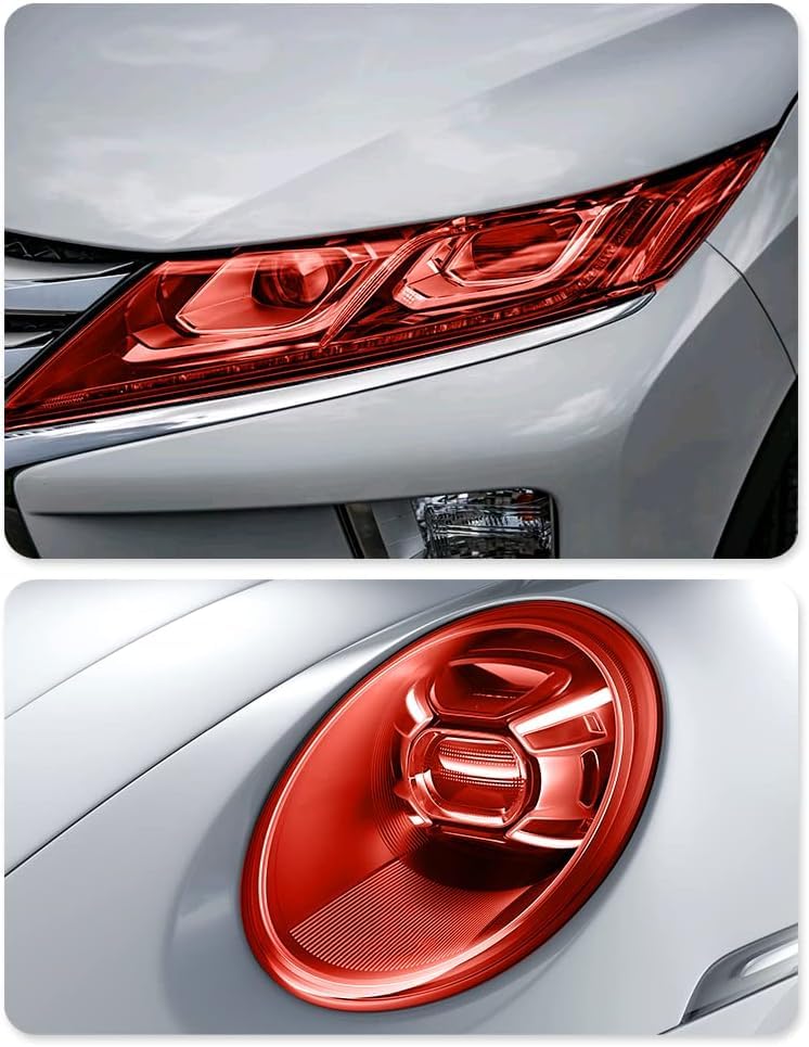 Image of HOME13 Self Adhesive Auto Car Tint Headlight Taillight Fog Light Vinyl Smoke Film Sheet Sticker Cover Car & Bike Protection Film (Red, 12x80 Inch)