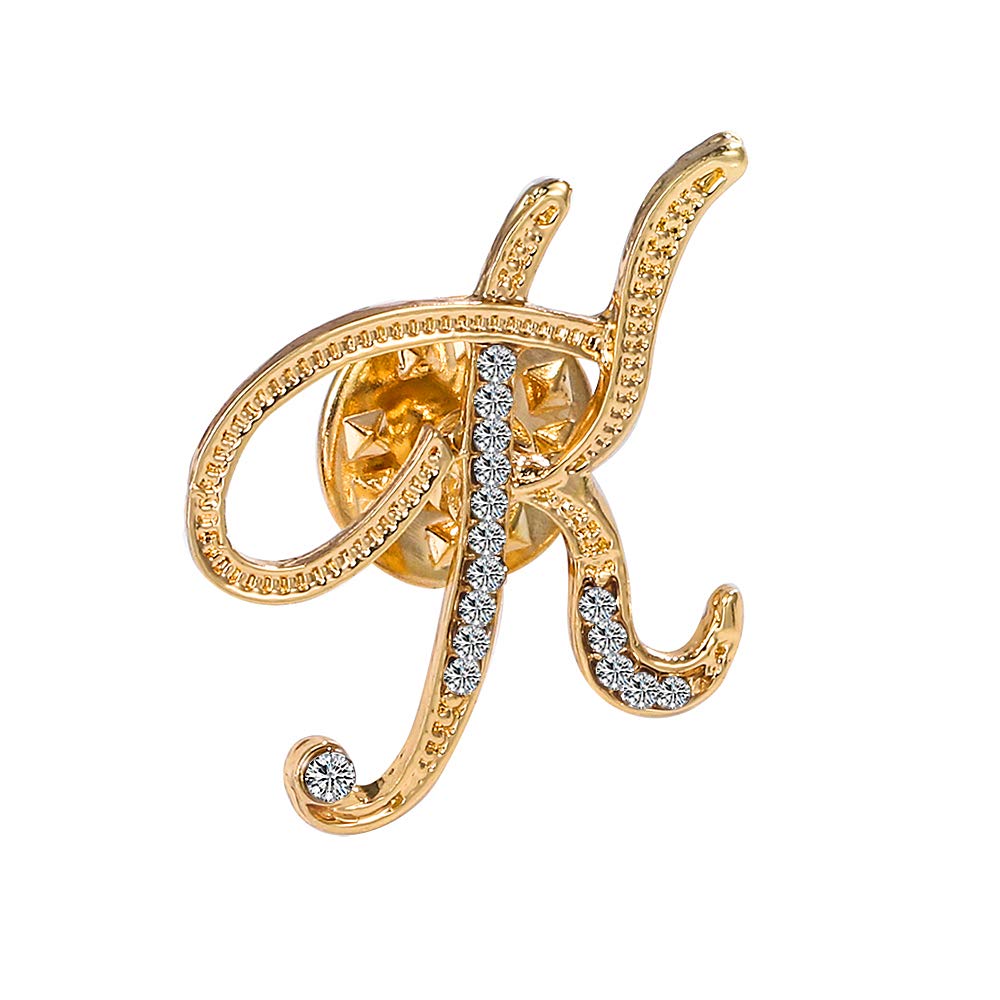 Initial Letter Brooch Pin Small Lapel Pin Tie Tack Name Personalized Gifts for Women Men Gold A-Z
