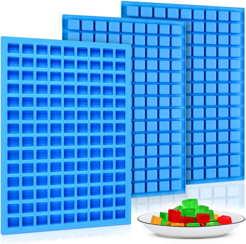 Square Silicone Candy Molds - Mini Silicone Molds for Hard Candy, Chocolate, Gummy, Caramel, Ganache, Ice Cubes (3)