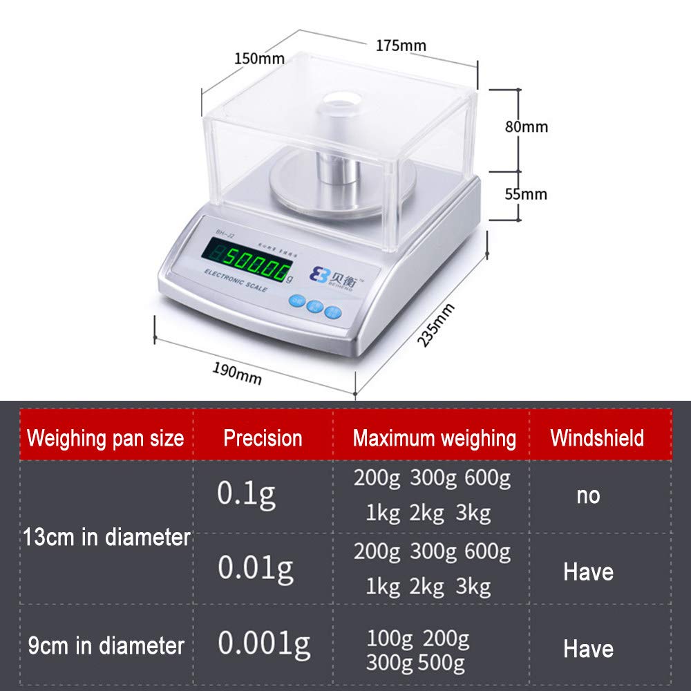 Bilancino Di Precisione 0.01g, Bilancia Analitica Da Laboratorio con Bilancia Elettronica Di Precisione 0,1g / 0,01g / 0,001g, Utilizzata in Cucina, Scuola, Gioielleria E Industria,500g/0.001g