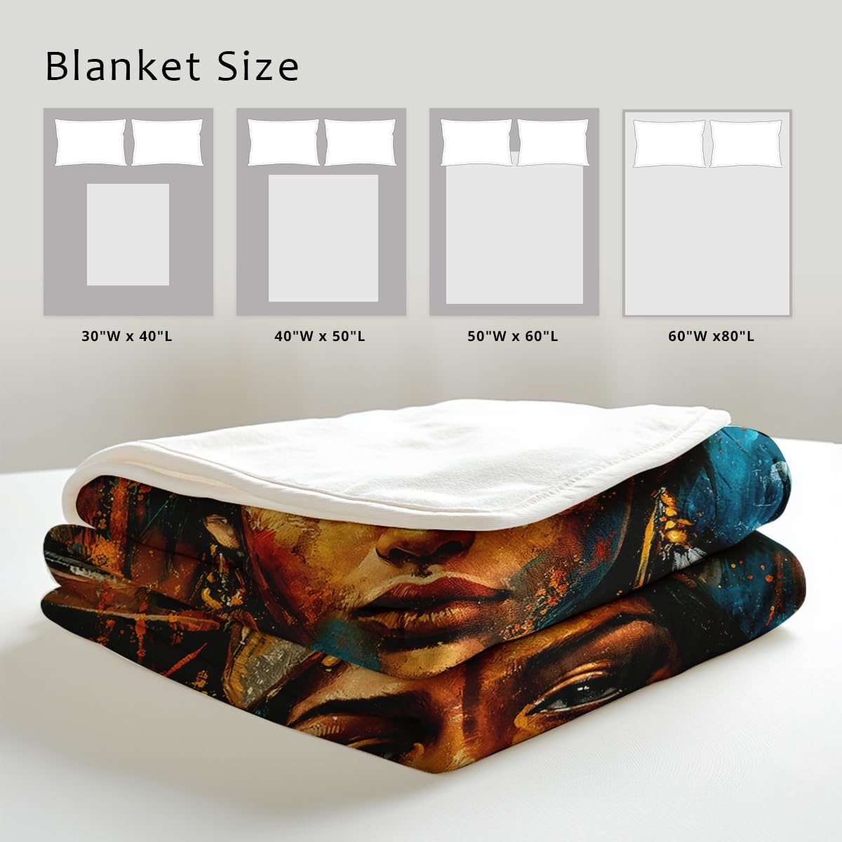 Native American Blankets Woman Throws Indian Print Blankets Flannel Native American Indian Gifts Western Decor for Couch Bedroom Home (49"x59") - Image 4