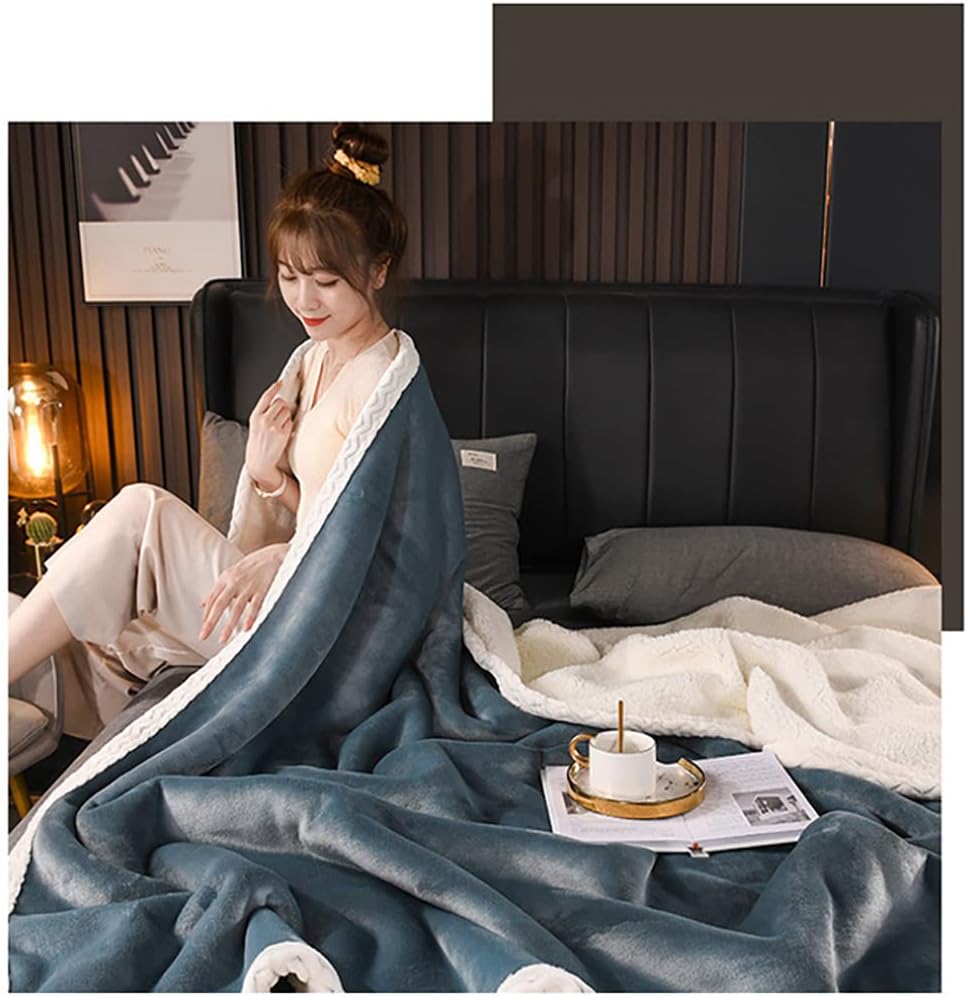 Sherpa Fleece Throw Blanket,Premium Reversible Plush Blanket,Durability Soft and Warm Blanket forTravel ZML-201(ZML201-Gery-59 x78)