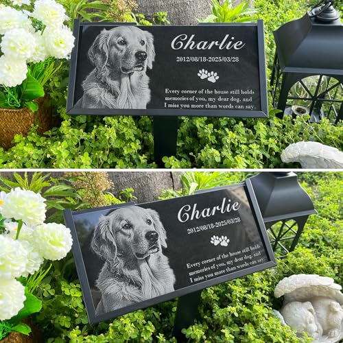 Image of Personalized Pet Memorial Stone - Custom Granite Grave Marker for Dogs Cats