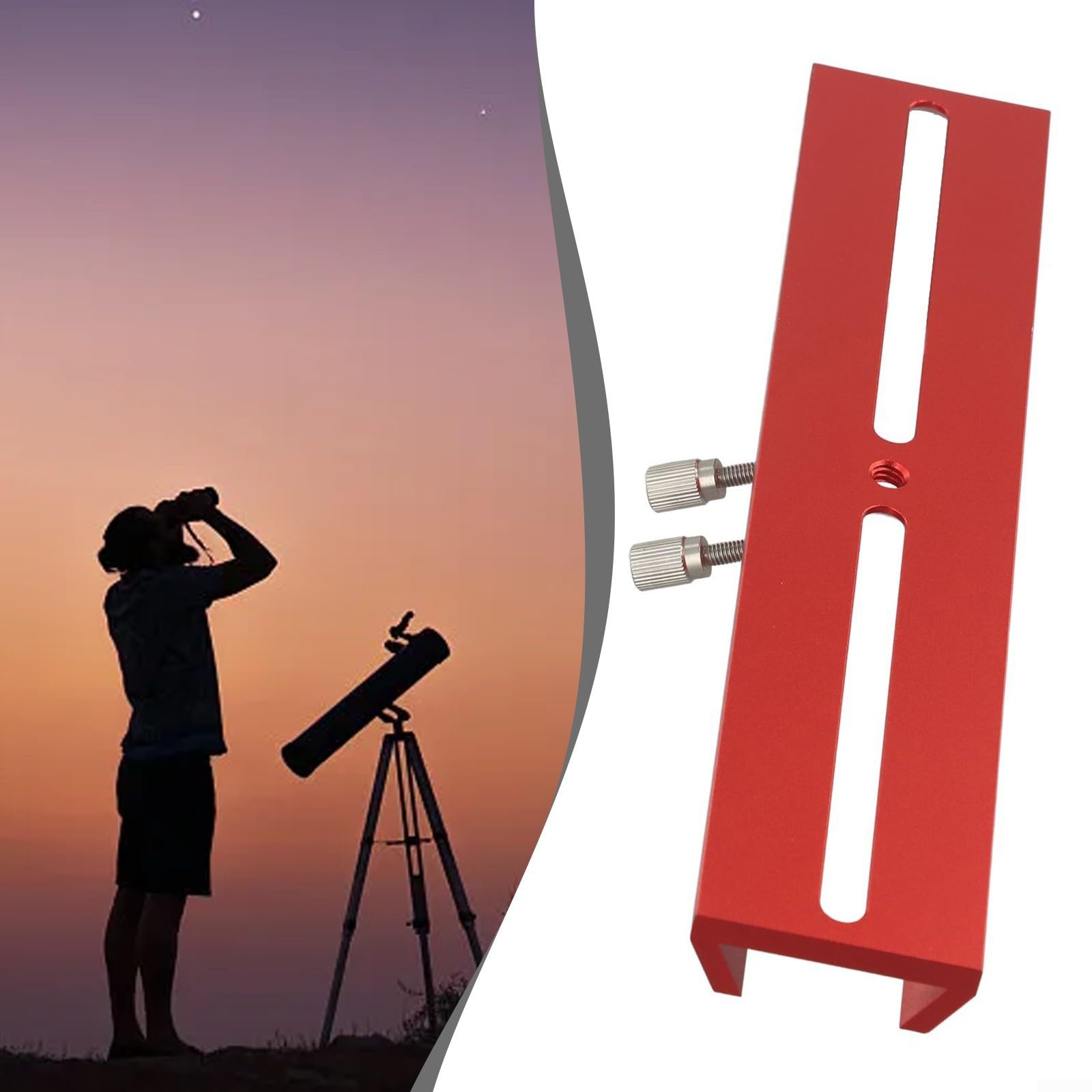 Soporte para telescopio, base de cola de milano de aleación de aluminio, guía multifuncional, placa de montaje de cola de milano, soporte de mango para telescopio astronómico (rojo) (220 mm)